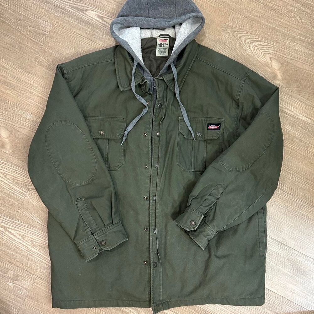 Dickies Men's Green Workwear Jacket with Pre-layered Hood size 2XL
